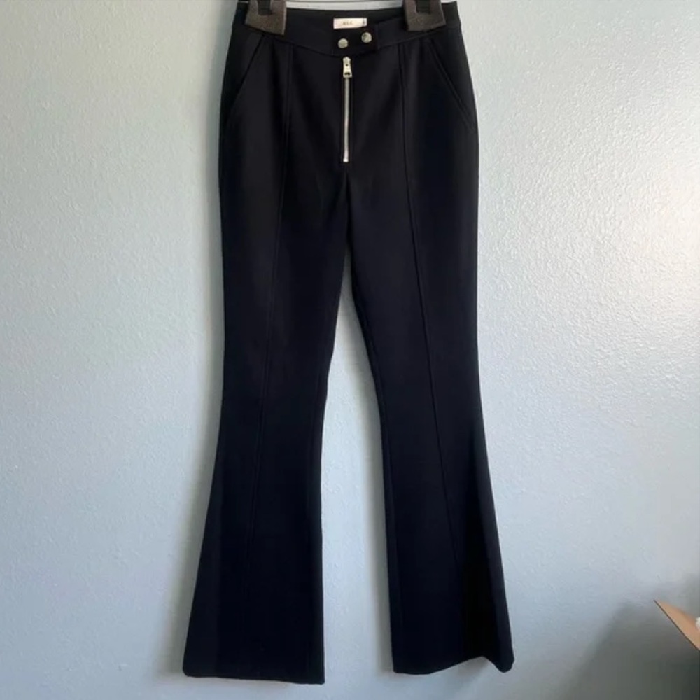 A.L.C. Navy Front Zipper Flare Wool Blend Pant 8